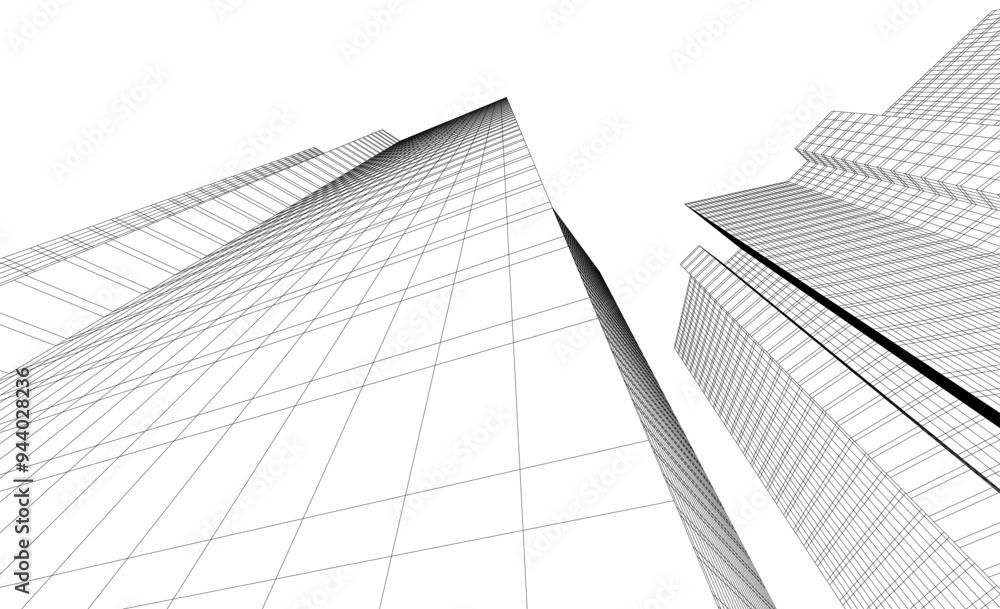 Architecture building vector 3d illustration on white background Architecture building vector 3d illustration on white background