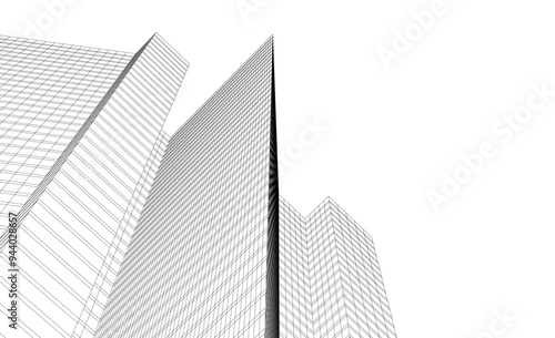 Architecture building vector 3d illustration on white background