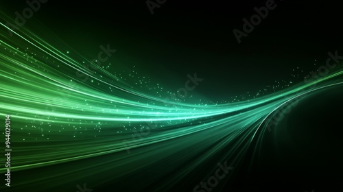 Abstract Green Light Streaks in Motion