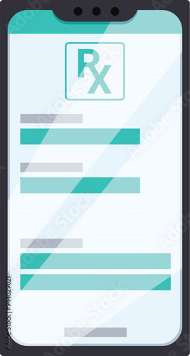 Electronic prescription form being displayed on a smartphone screen, showcasing the convenience of online pharmacy services