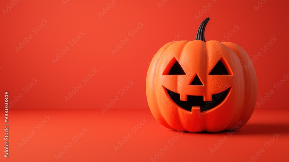 A cheerful Halloween pumpkin with a carved face, set against a vibrant orange backdrop, perfect for seasonal celebrations. A cheerful Halloween pumpkin with a carved face, set against a vibrant orange backdrop, perfect for seasonal celebrations.