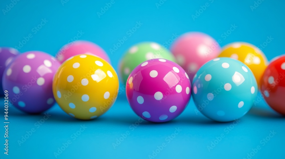 Polka Dot Easter Eggs on Blue Background Polka Dot Easter Eggs on Blue Background