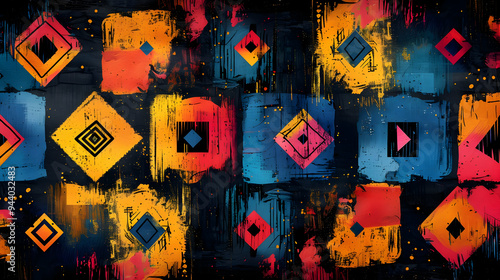 Abstract Art with Bold Colors and Geometric Shapes Illustration