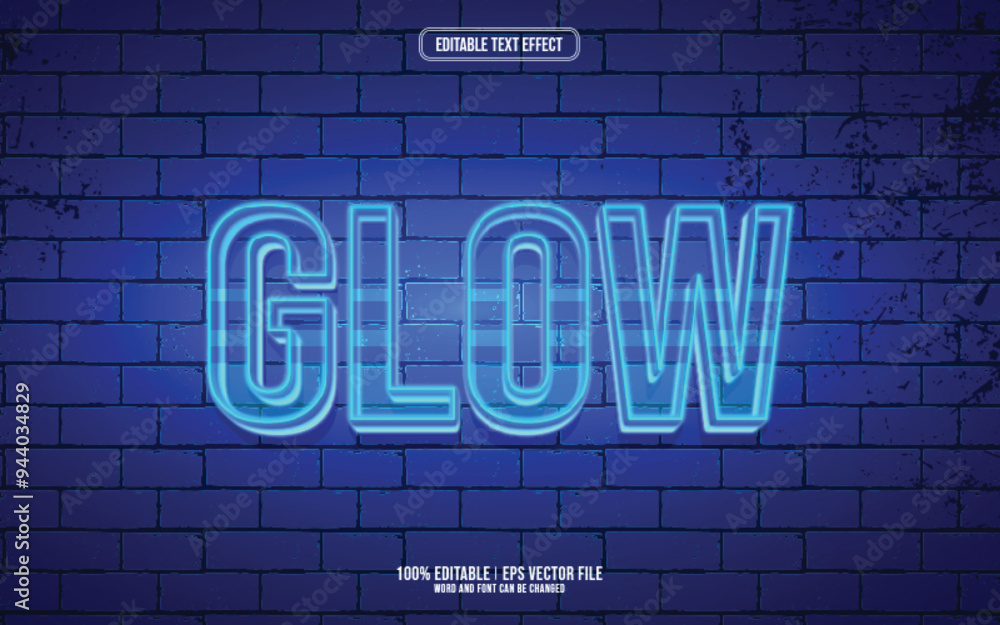 Obraz premium Glow neon style 3D editable text effect