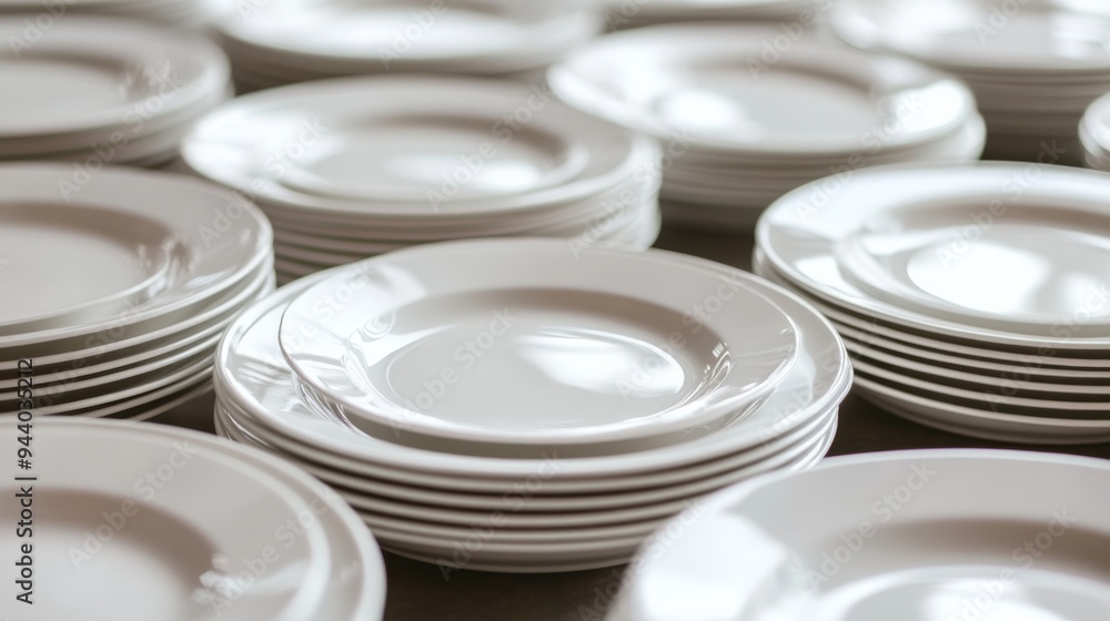 Stacks of White Plates Stacks of White Plates