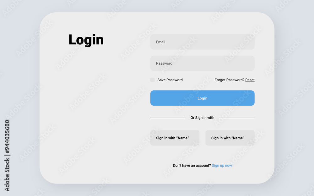 Login form template for desktop designs.