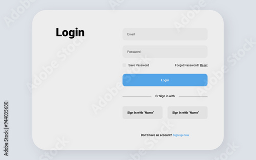 Login form template for desktop designs.