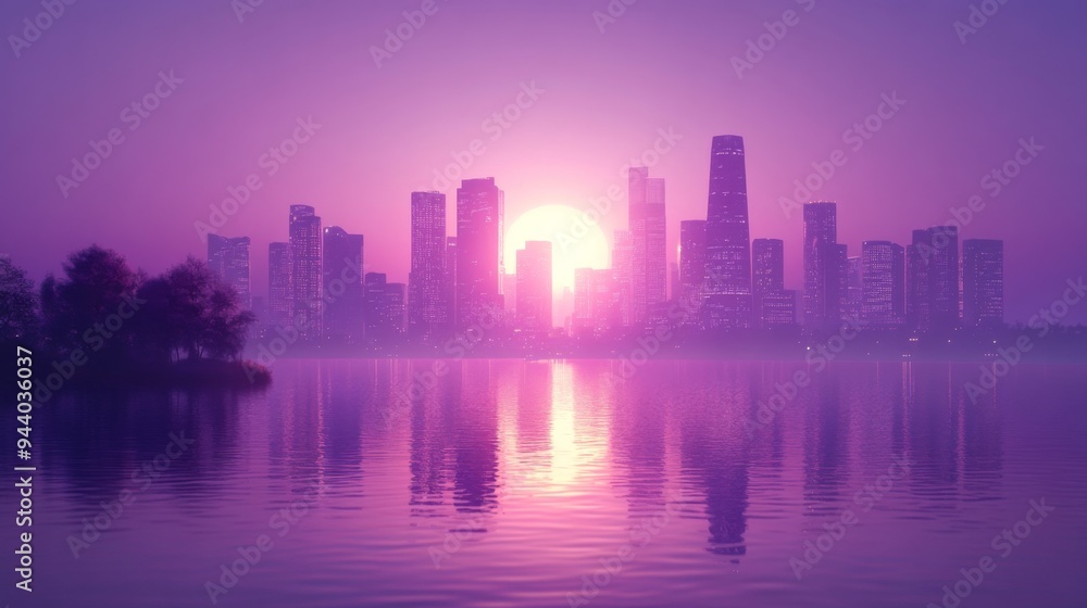 Obraz premium City Sunrise Reflections