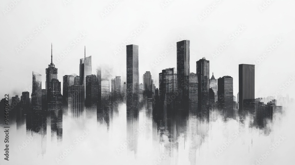 Fototapeta premium Urban Skyline in Monochrome