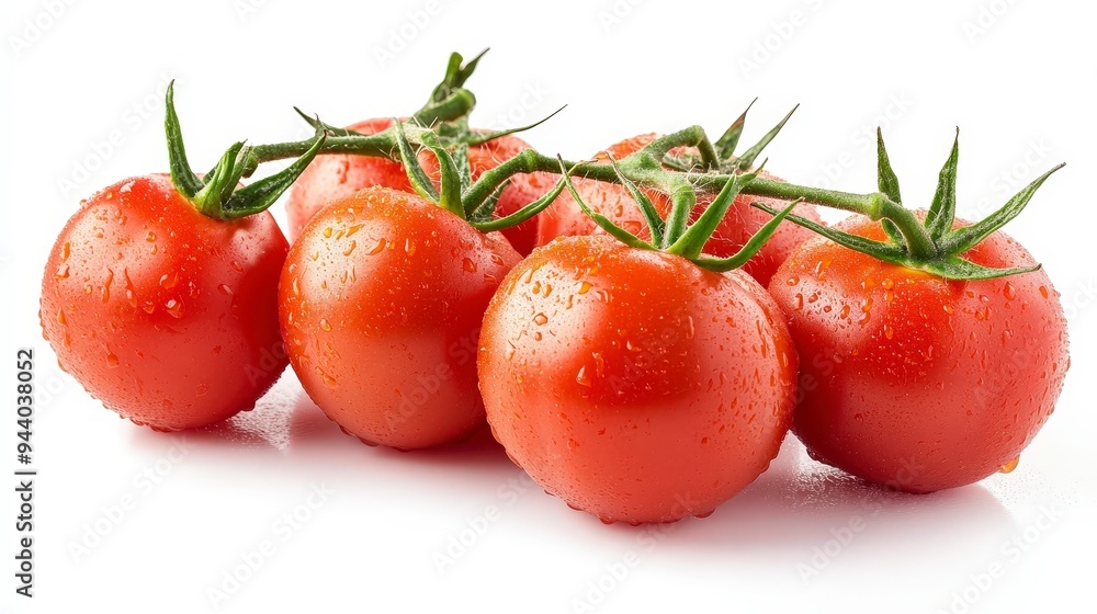 Fresh red tomatoes with water droplets, ideal for cooking or salads. Fresh red tomatoes with water droplets, ideal for cooking or salads.
