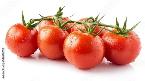 Fresh red tomatoes with water droplets, ideal for cooking or salads.