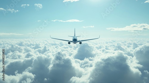 Airplane Flying Over a Sea of Clouds