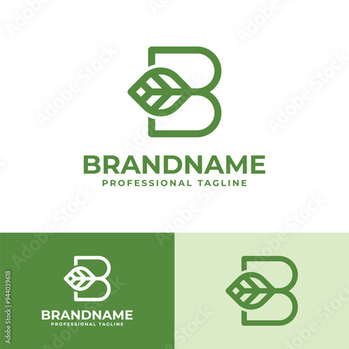 Letter B Leaf Logo, for business related to leaf, nature, plant, ecology, or environment with B initial