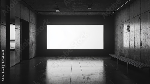 Modern Empty Room with Illuminated Screen