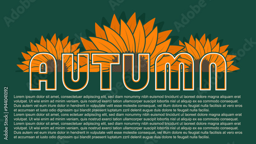 Autumn concept design with sunflowers, vector illustration.