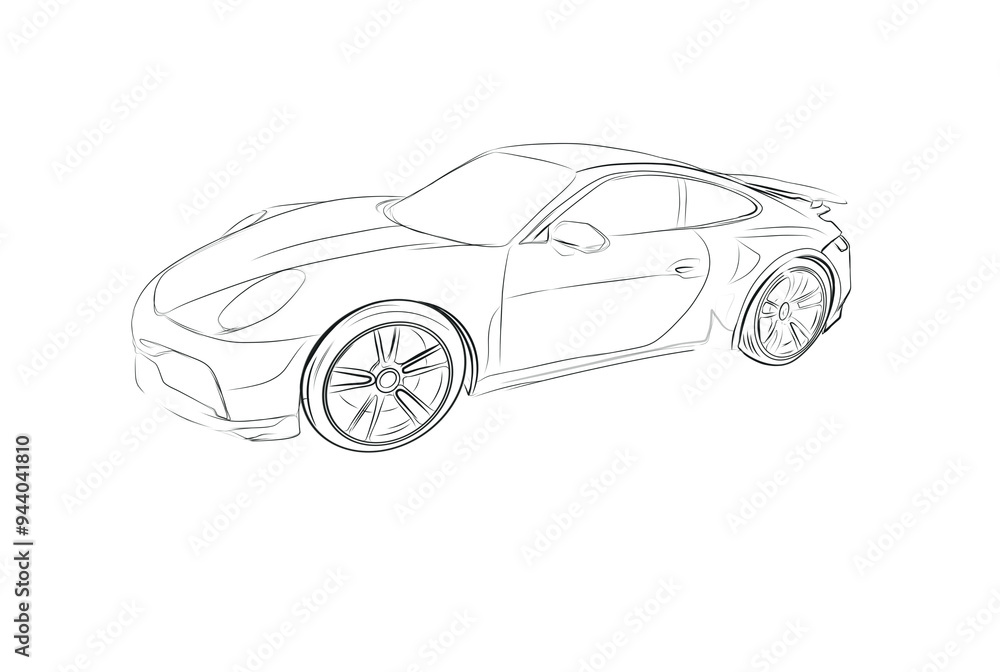 a sketch of a sports car on a white background a sketch of a sports car on a white background