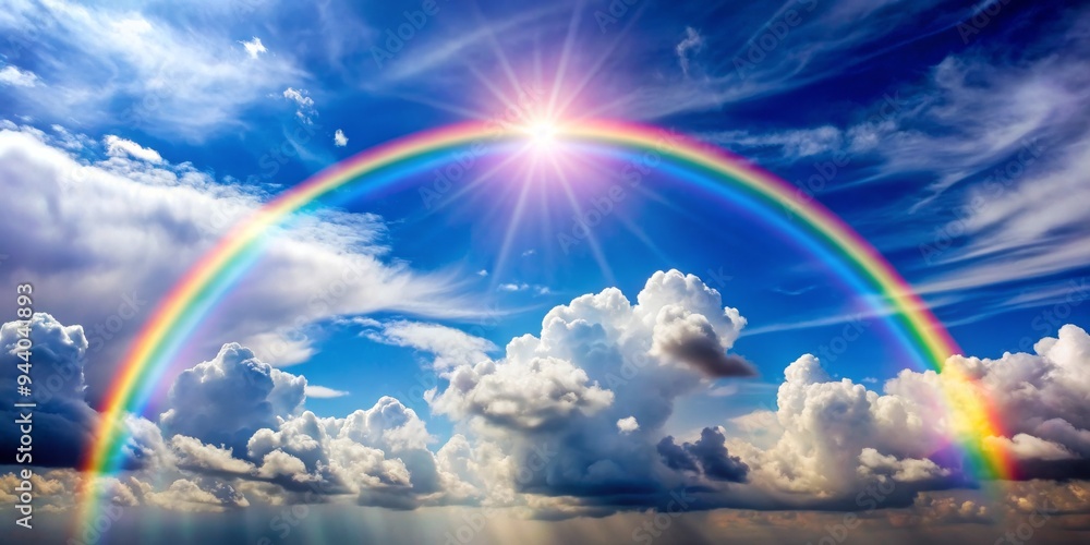 Hope After the Storm A Rainbow Arcing Through Dramatic Clouds, Sunlight Streaming From Behind Hope After the Storm A Rainbow Arcing Through Dramatic Clouds, Sunlight Streaming From Behind