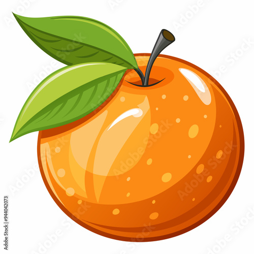 A Single Orange With Two Green Leaves