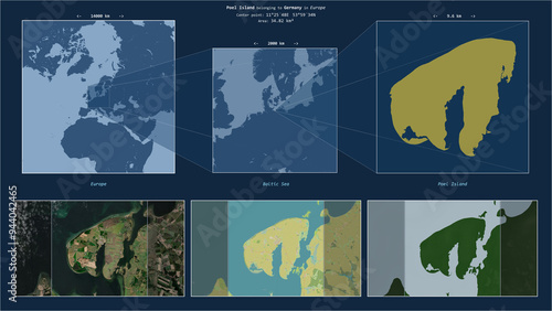 Poel Island. Germany. Location diagram. Yellow photo