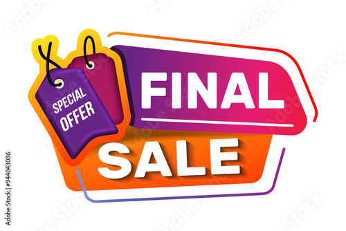 Final sale banner template vector design, Special offer final sale, Limited offer final sale tag. Final Sale Discount template for marketing promotion, retail, store, shop, online store, or website.

