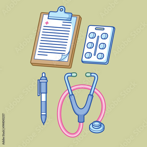 Health care and Medical Stuffs used by Doctor and Nurse to heal and cure sickness and illness of patients in Hospital. 
