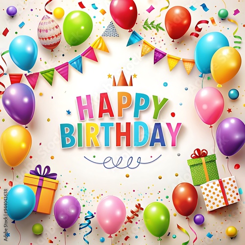 Happy birthday birthday happy card party balloon colorful cake