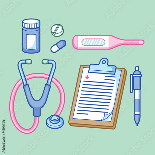 Health care and Medical Stuffs used by Doctor and Nurse to heal and cure sickness and illness of patients in Hospital. 