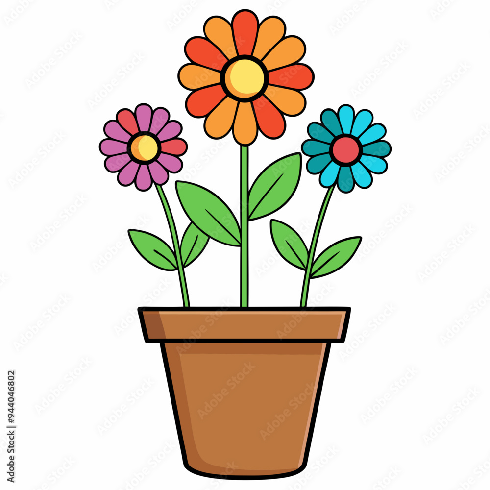 Fototapeta premium Colorful Flowering Plant Vector on White Background