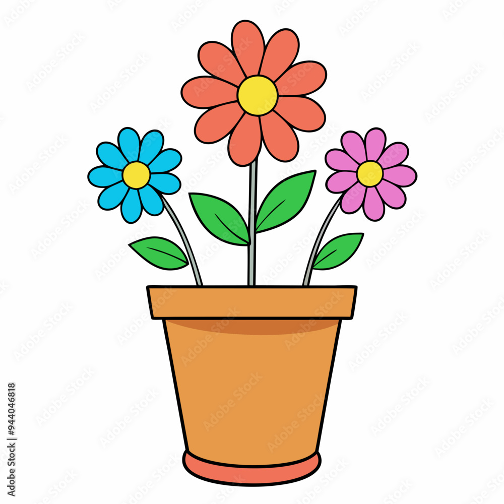 Fototapeta premium Colorful Flowering Plant Vector on White Background