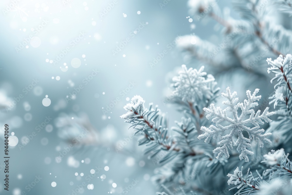 A snow covered tree branch with a snowflake on it A snow covered tree branch with a snowflake on it