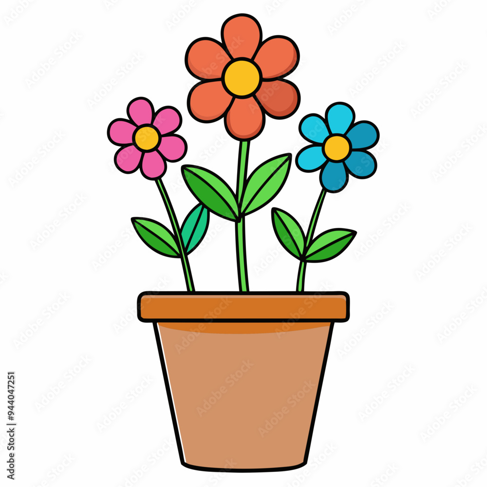 Fototapeta premium Colorful Flowering Plant Vector on White Background