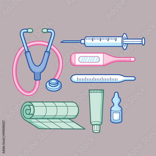 Health care and Medical Stuffs used by Doctor and Nurse to heal and cure sickness and illness of patients in Hospital. 