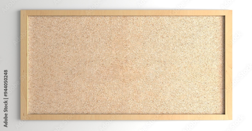 Fototapeta premium Brown cork board, note pinboard with unpainted natural wooden frame isolated on white background