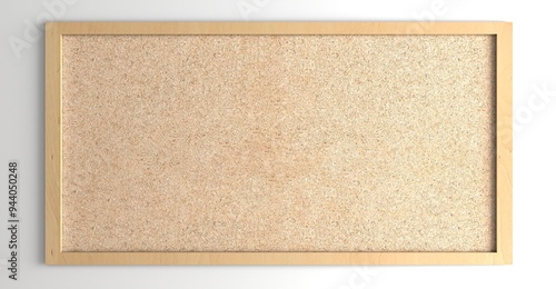 Brown cork board, note pinboard with unpainted natural wooden frame isolated on white background
 photo