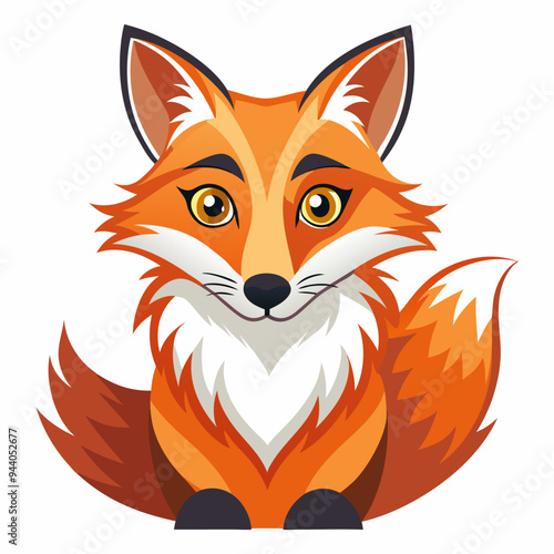 Cartoon Illustration of a Smiling Orange Fox