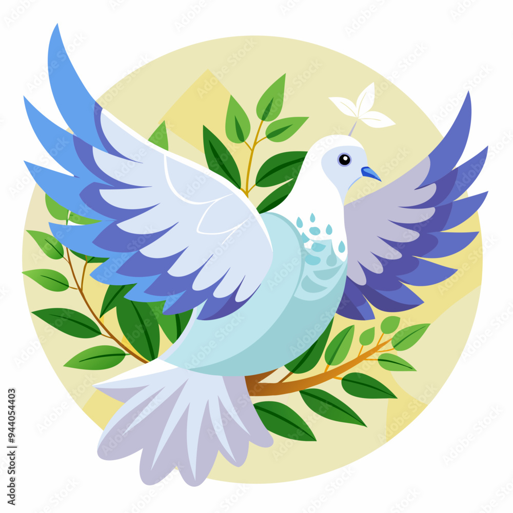 White Dove of Peace with Olive Branch and Flower White Dove of Peace with Olive Branch and Flower