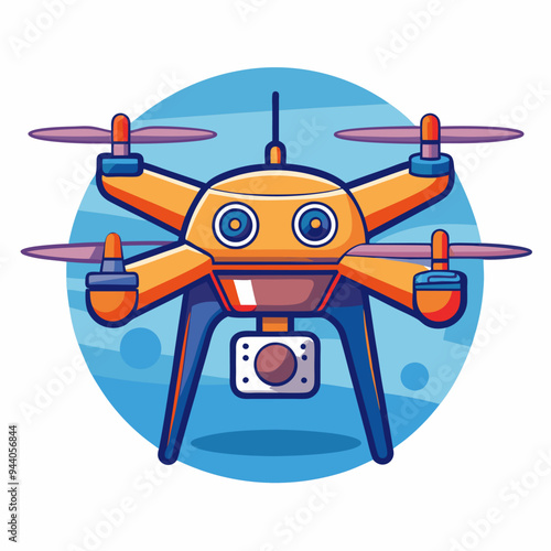 Cartoon illustration of a drone with a camera
