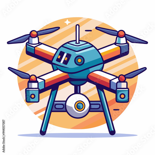 Colorful Cartoon Drone with Four Propellers