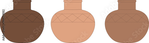 Clay pot illustration on white background