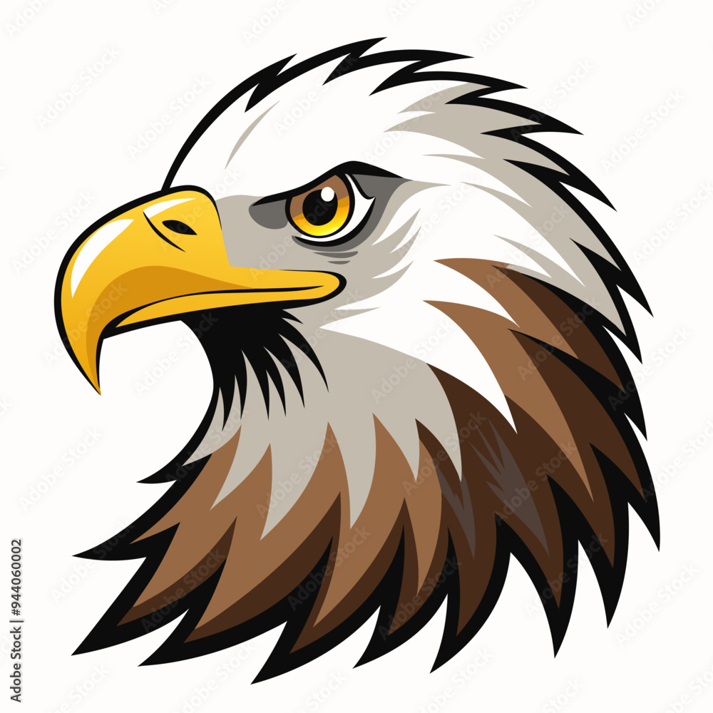 Obraz premium Close-up of an Eagle's Head with Sharp Feathers