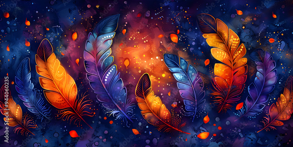 Abstract Background with Colorful Feathers Abstract Background with Colorful Feathers