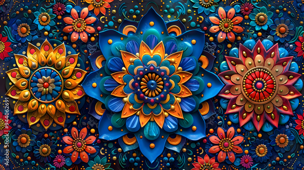 Vibrant 3D Floral Mandala Illustration Vibrant 3D Floral Mandala Illustration