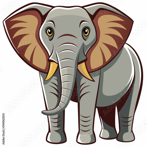 Wallpaper Mural Cartoon Illustration of a Grey Elephant with Large Ears Torontodigital.ca