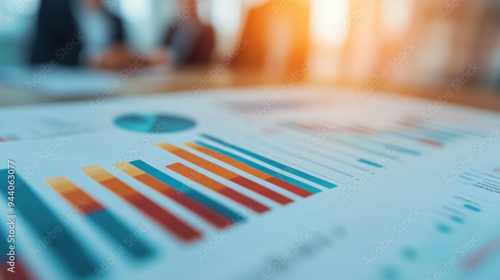 Close-up of economic policy charts and reports on a virtual desk, policymakers engaging in discussion, concept of economic strategy formulation Close-up of economic policy charts and reports on a virtual desk, policymakers engaging in discussion, concept of economic strategy formulation