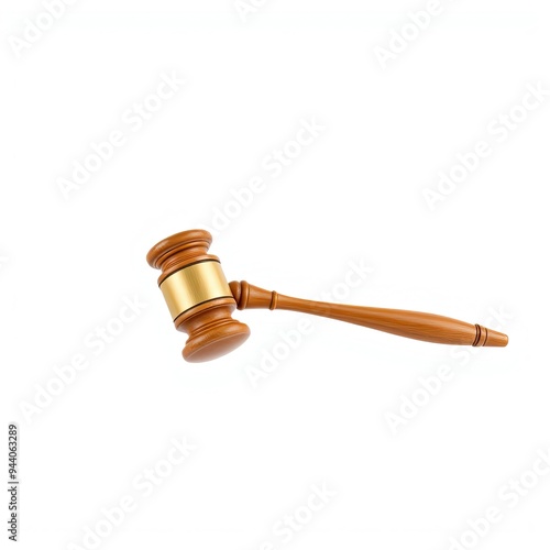 wooden gavel on white background