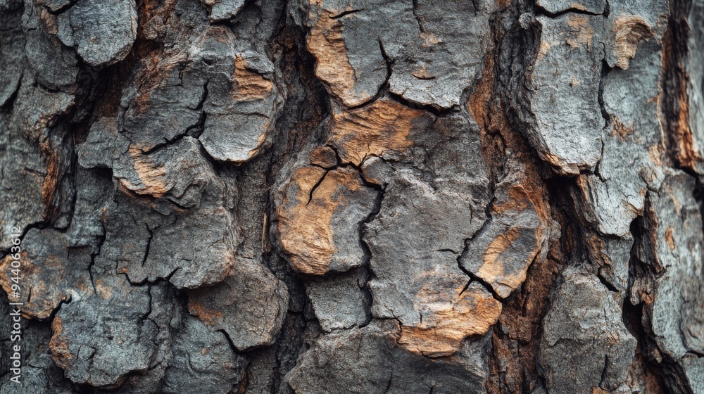 A detailed closeup view of rough tree bark that highlights intricate textures A detailed closeup view of rough tree bark that highlights intricate textures