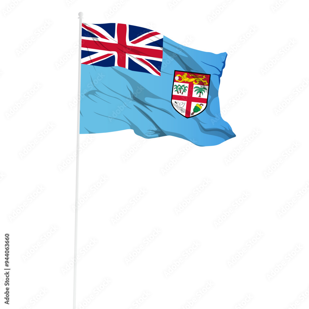 Fototapeta premium Vector illustration of wavy Fiji flag on transparent background