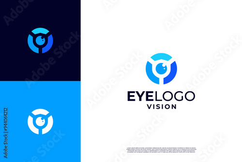 Vision shield logo design. Security camera logo.
