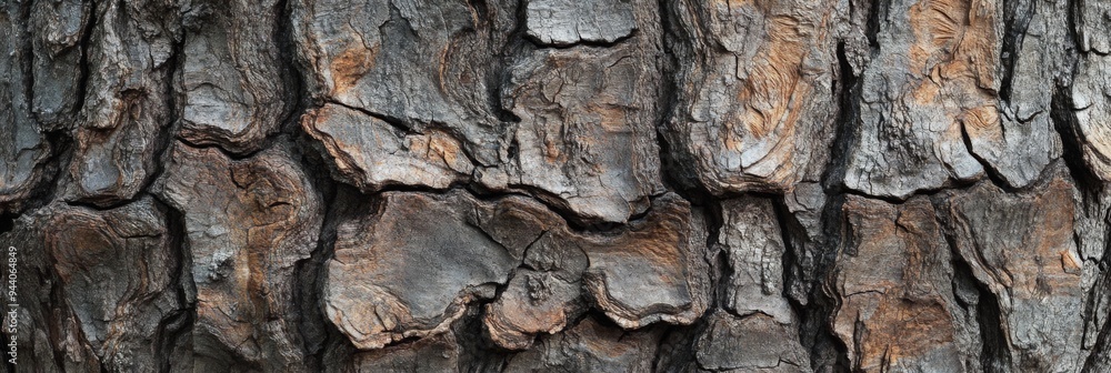 A detailed closeup view of rough tree bark that highlights intricate textures A detailed closeup view of rough tree bark that highlights intricate textures