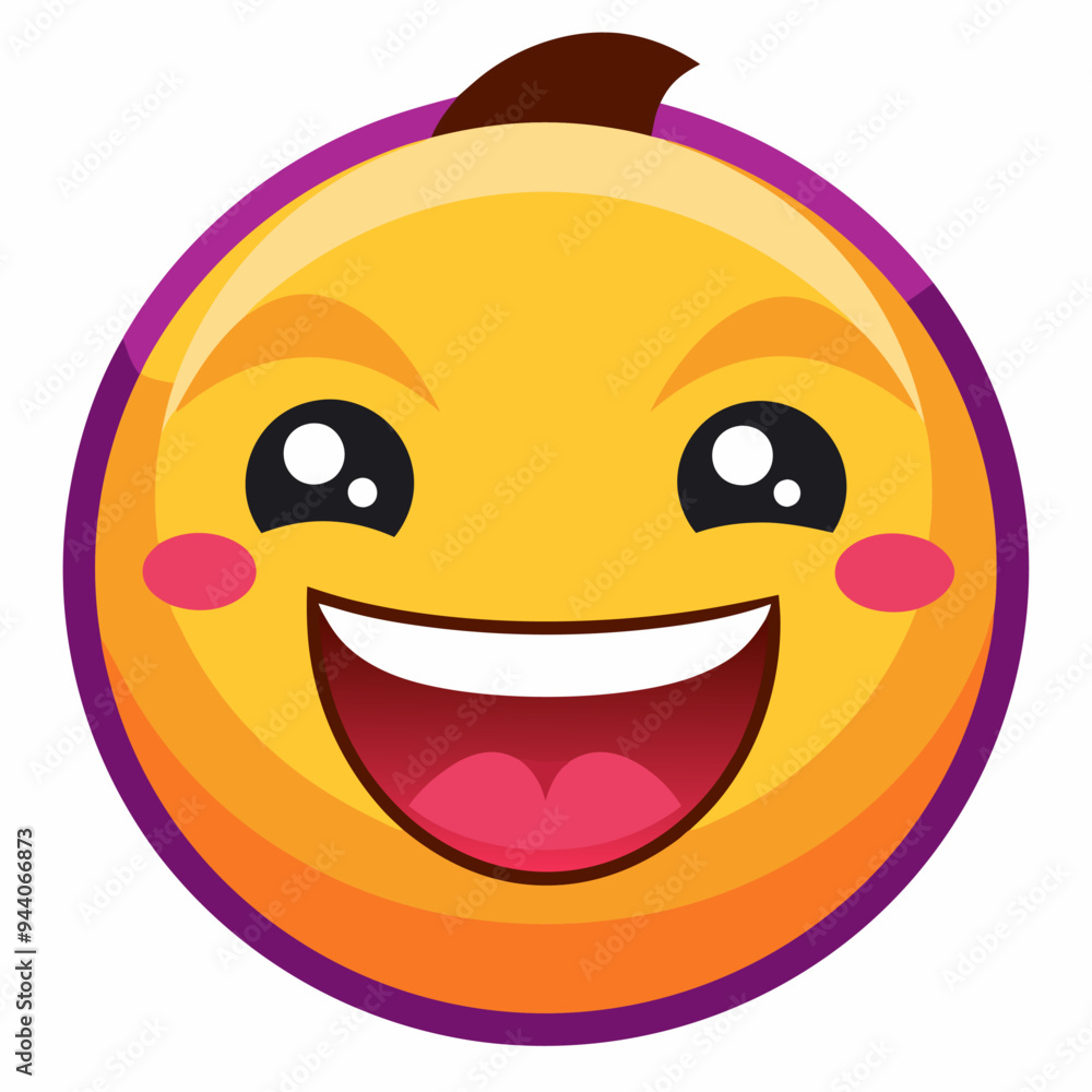 Fototapeta premium A Yellow Cartoon Face with a Big Smile and Small, Wide Eyes